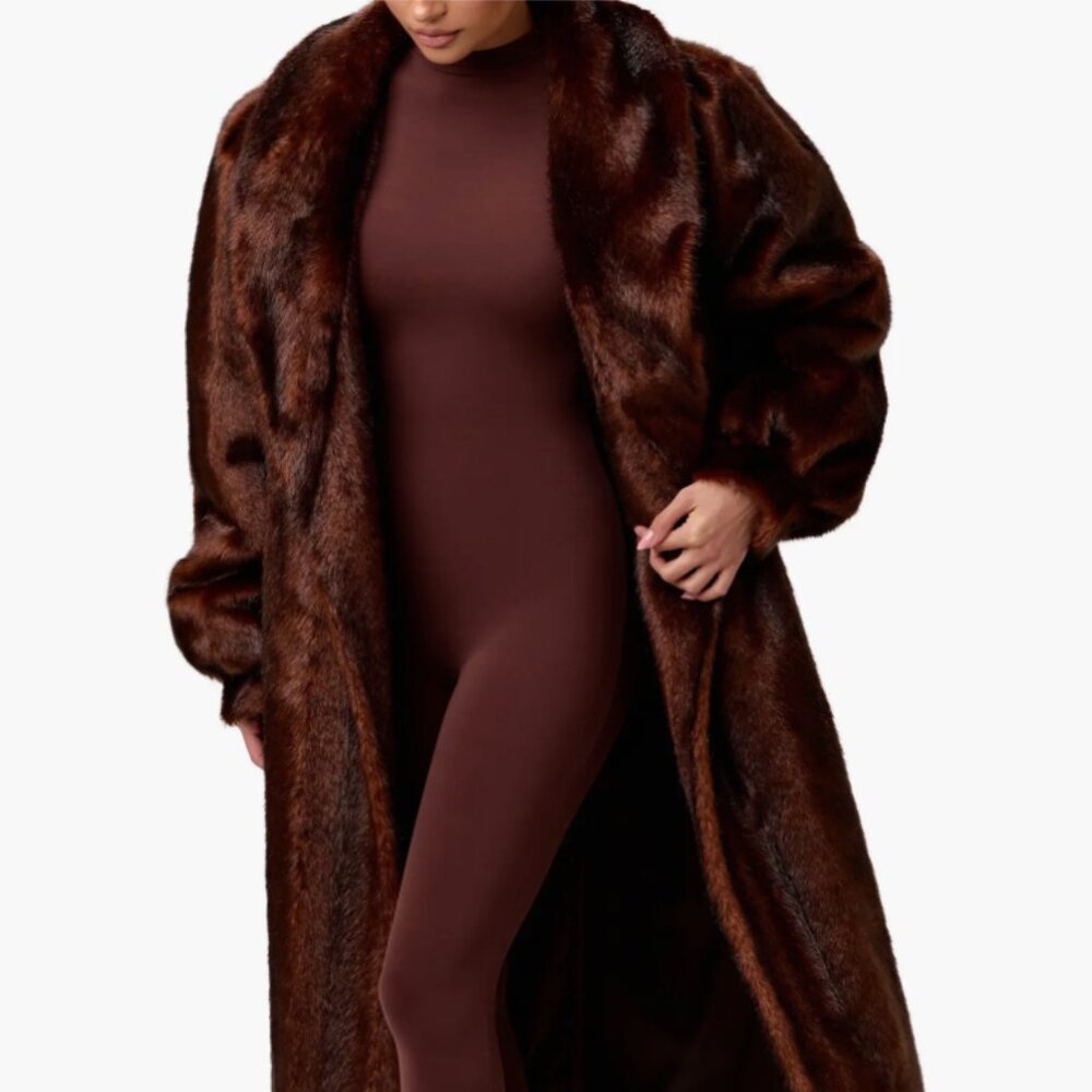 Faux Mink Long Coat | Naked Wardrobe